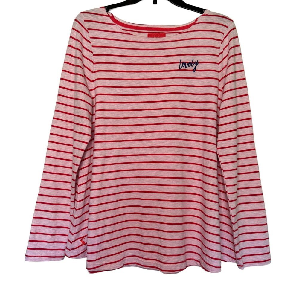 JOULES woman's size 10 Lovely striped long sleeve casual red pink top shirt